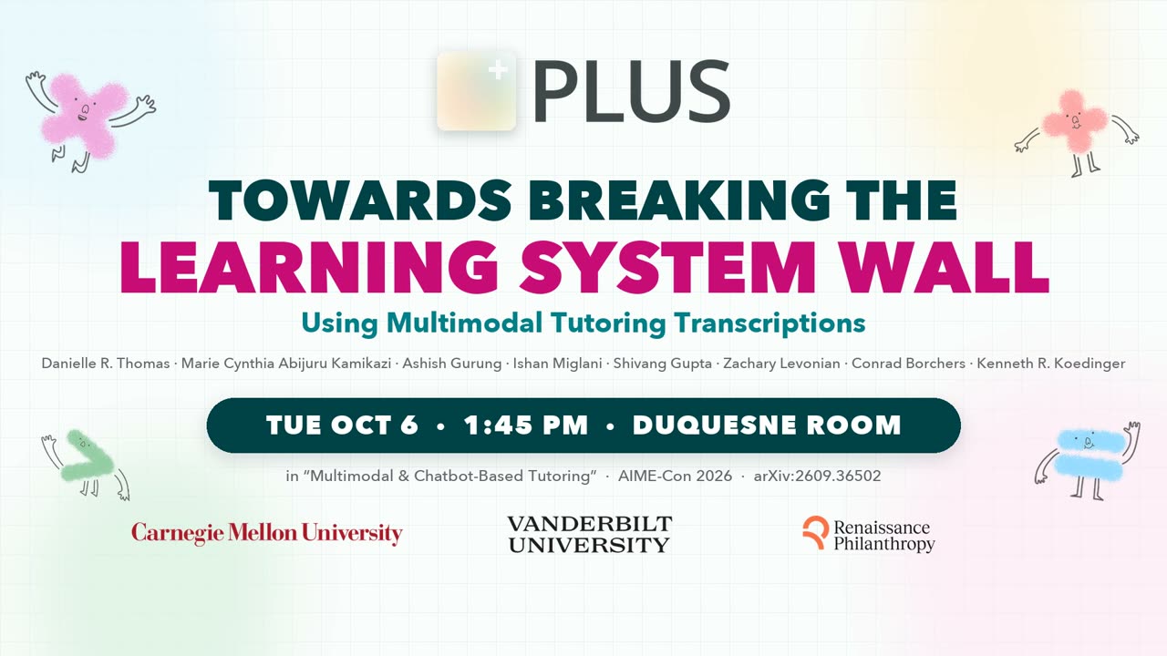Video thumbnail: Claude Opus 5.5-generated hype video for research paper "Towards Breaking the Learning System Wall Using Multimodal Tutoring Transcriptions".